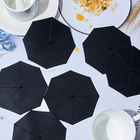 Patelai 6 Pcs Silicone Cup Covers 4.13 Inch, Flexible Reusable Mug Lid for Coffee Tea (Black)