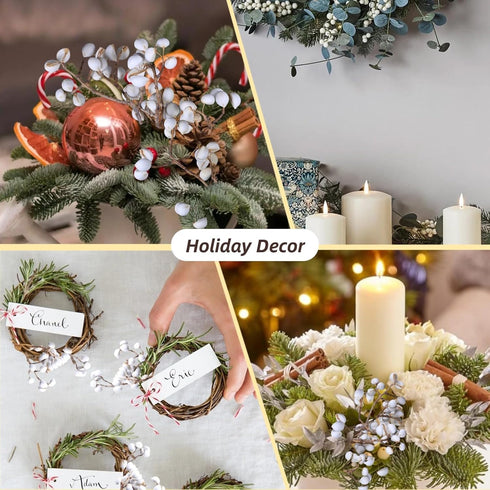 220g 17" 2 Tallow Berries Dried Christmas Decor- Natural Stem Wedding Floral Decor, White Holly Tallow Berries, Bundles