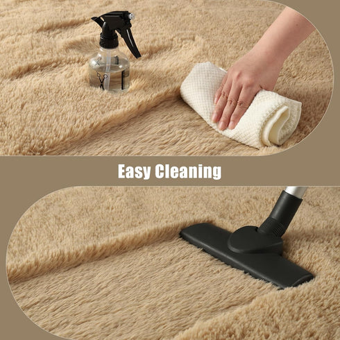Fluffy Runner Rug 2x6 - Beige Washable Hallway Area Rugs for Bedroom Living Room Kitchen with Non Slip Backing
