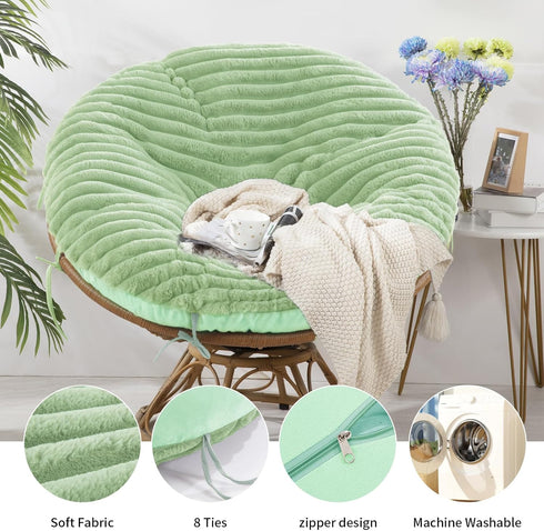 8 50"x50") HOMBYS Fluffy Shaggy Cover for Papasan Chair Cushion, Plush Faux Fur Slipcover ONLY, (Without Cushion)