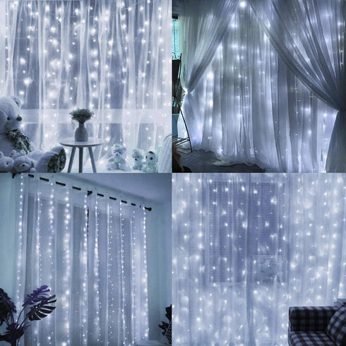 HOME LIGHTING Window Curtain String Lights, 300 LED Fairy Copper Light with Remote, USB Powered Waterproof for