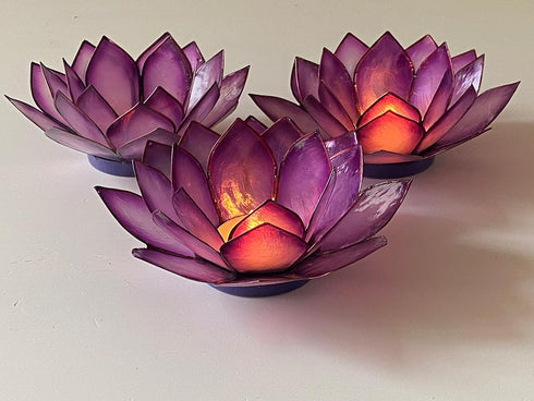 Capiz Shell Lotus Flower Tealight Candle Holder - Handmade Decorative Holder for Meditation, Yoga, and Relaxation