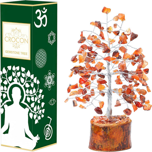 Carnelian Healing Crystal Tree Bonsai, Spiritual Gift for Women, Desk Decor, Meditation Crystals for Home Room