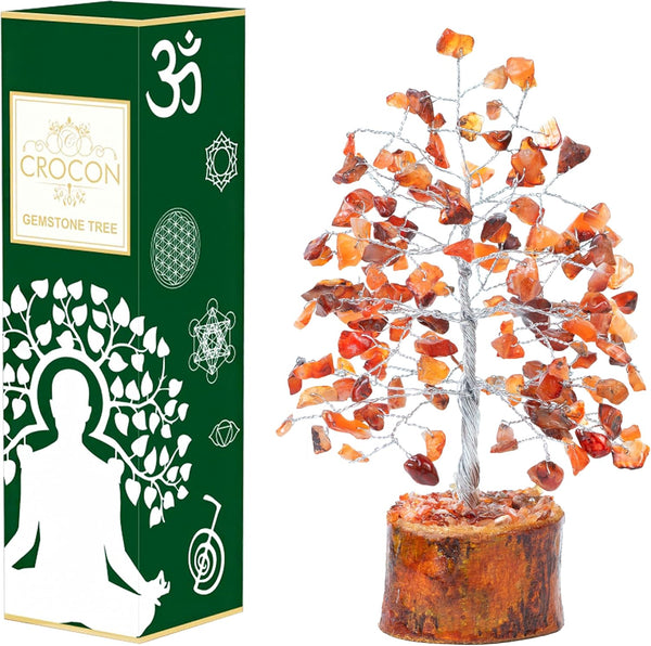 Carnelian Healing Crystal Tree Bonsai, Spiritual Gift for Women, Desk Decor, Meditation Crystals for Home Room