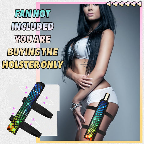 Summer Rave Fan Holster, Folding Hand Fan Pouch with Waist Belt for Thigh Party
