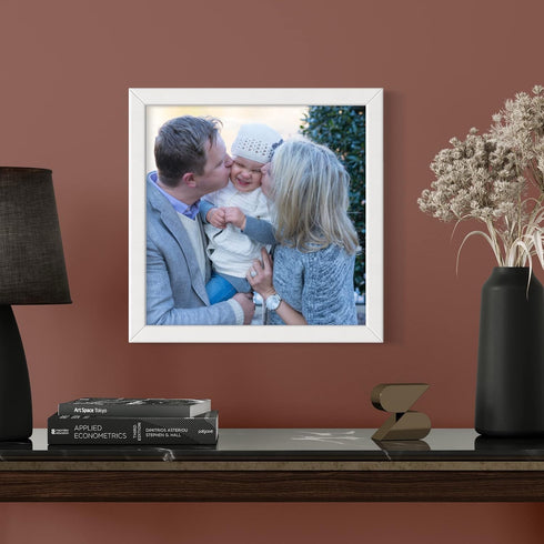 Poster Palooza 9x9 White Solid Pine Wood Frame, Includes UV Acrylic, Foam Board Backing & Hanging Hardware