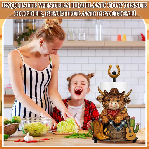 Countertop Chunful Western Cowboy Highland Cow Paper Towel Holder Cowboy Kitchen Bathroom Decor Farmhouse Metal