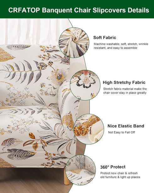 1 Sofa,02 CRFATOP Stretch Piece Chair Covers with Arms Printed Accent Chair Cover Armchair Flower Soft Banquet Armchair