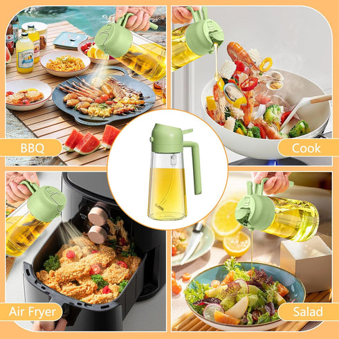 YOUSHEME 2 1 Dispenser,2024 2-in-1 470ml 470ml) in Glass Oil Sprayer & New Olive Oil Dispenser Bottle for Kitchen