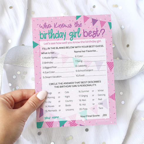 DISTINCTIVS 5x7 Birthday Girl Best Cards, 10 Count - Sleepover Games, How Well Do You Know Her