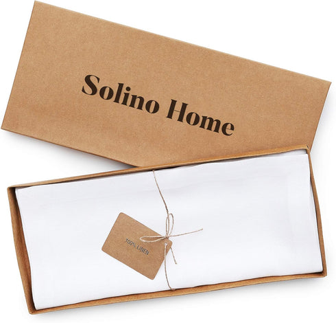 Solino Home Linen White Table Runner 36 Inches - 100% Pure Linen Small Runner for Dresser & Coffee Tables