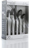MegaChef La Vague 20 Piece Flatware Utensil Set, Stainless Steel Silverware Metal Service for 4 in Matte Black