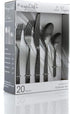 MegaChef La Vague 20 Piece Flatware Utensil Set, Stainless Steel Silverware Metal Service for 4 in Matte Black