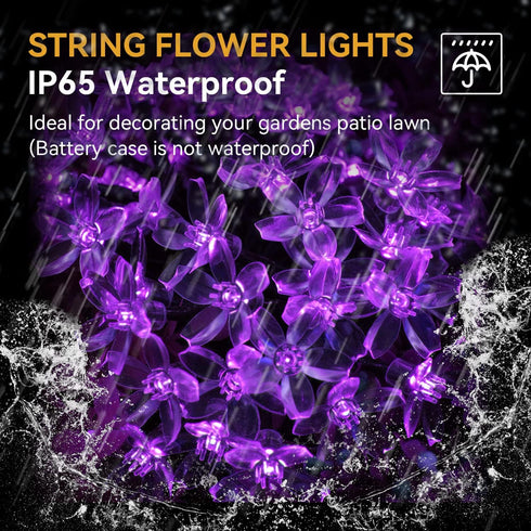 LIGHTOP 30LED Flower Battery Operated String Lights Cherry Blossom Fairy Lights Indoor Outdoor Waterproof for Garden