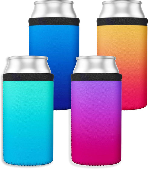 TahoeBay Ombre Cooler Sleeves for Cans and Bottles, Memory Foam, 4-Pack for 16oz Can