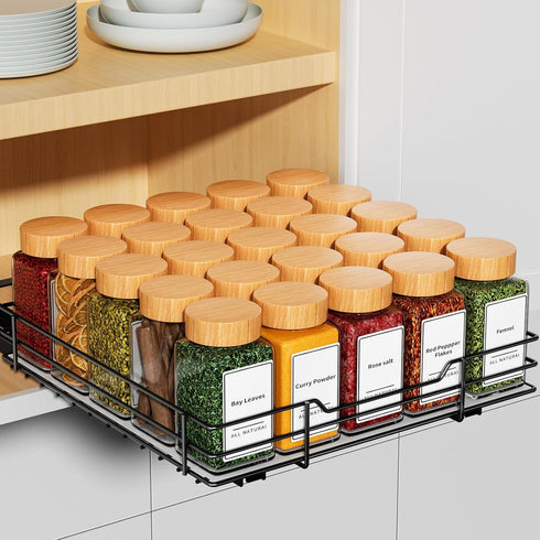 RCHYFEED Pull Out Spice Rack Organizer - Heavy Duty Slide Out Spice Organization for Kitchen and Pantry Cabinets