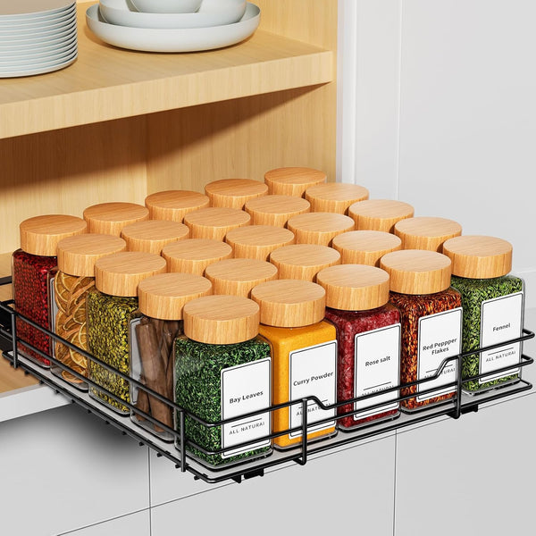RCHYFEED Pull Out Spice Rack Organizer - Heavy Duty Slide Out Spice Organization for Kitchen and Pantry Cabinets