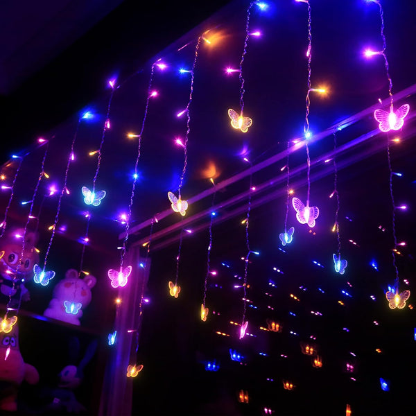 Butterfly Fairy Lights for Bedroom Curtain Ceiling Wall Decor USB Plug-in 120