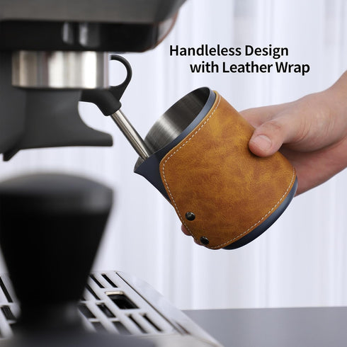 Handleless Milk Frothing Pitcher, 450ml/15oz 304 Stainless Steel Espresso Steaming Jug, Milk Frother Cup, Blue