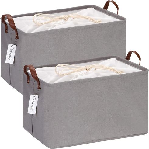 Hinwo 31L Large Storage Bins, 2-Pack Closet Organizers and Storage, Foldable Clothes
