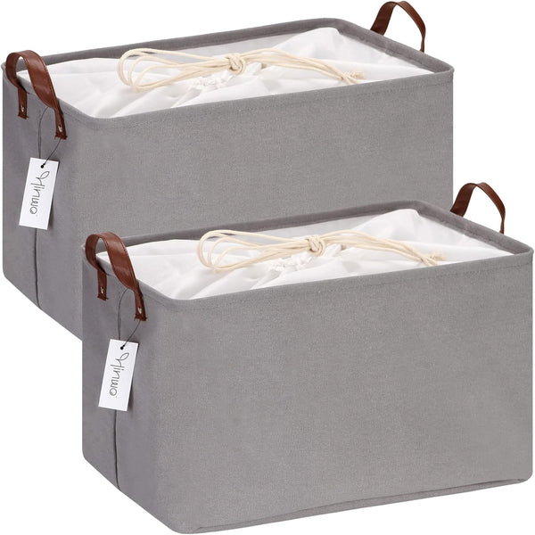 Hinwo 31L Large Storage Bins, 2-Pack Closet Organizers and Storage, Foldable Clothes