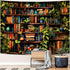Accnicc 80 60 inch Botanical Bookshelf Tapestry Lush Green Plant Book Shelf Tapestries Wall Hanging Art Vintage Retro