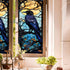 Window Privacy Film, Crow Stained Glass Window Film, Frosted Glass Cling, Heat Blocking Static Cling, 17.7"x39.5"
