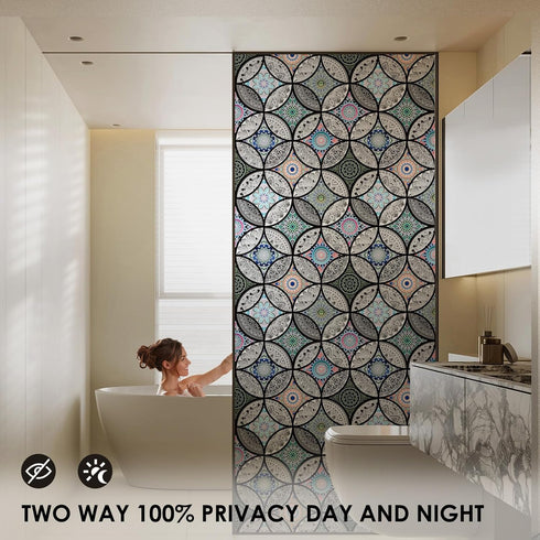 DKTIE Static Cling Decorative Window Film, Non-Adhesive Privacy Film with Installation Tools, 17.7 x 78.7 Inch