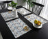 ALAGEO Retro Moroccan Plaid Placemats Set of 6 for Dining Table, Cotton Linen Geometric Quatrefoil Blue Beige Grey