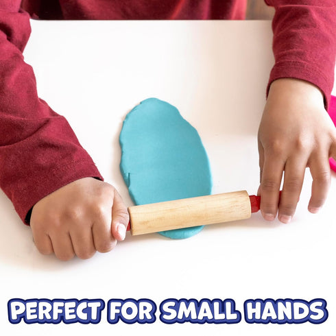 2 Set 6 7.25 inches READY LEARN Mini Wooden Rolling Pins | of | | Turning Handles | Play Dough Rollers for Crafts