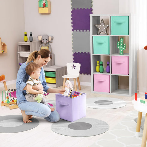 Sorbus Foldable Storage Cubes, 6 Pack, 11 Inch Fabric Organizers, Versatile Use, Collapsible and Durable