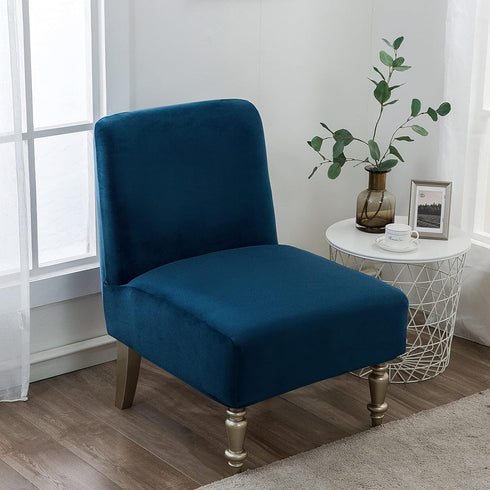 Armless Armless Leorate Accent Slipper Chair Covers,Stretch Chair Slipcover Removable Velvet Fabric Non-Slip Silp Cover