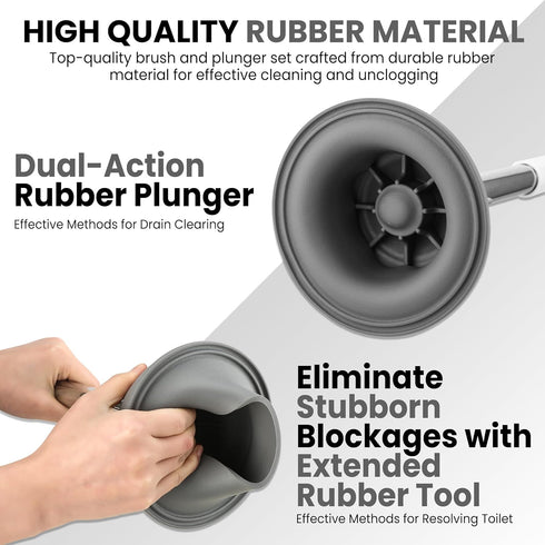 ToiletBuddies Set 2 1 Set Toilet Brush & Plunger - Toilet Bowl Brush and Holder, Refillable Liquid Dispenser Brush