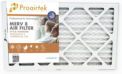Proairtek AF12201M08SWH Model 12x20x1 Pack of 2 Air Filters, MERV 8; Ideal for Anyone Wanting Clean, Crisp Air in Their Home; It Captures Microscopic Airborne Particles Without Impacting Air Flow