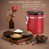 Mixpresso 16 Oz Red Coffee Canister, Stainless Steel Airtight Container with Date Tracker, Vacuum Sealed