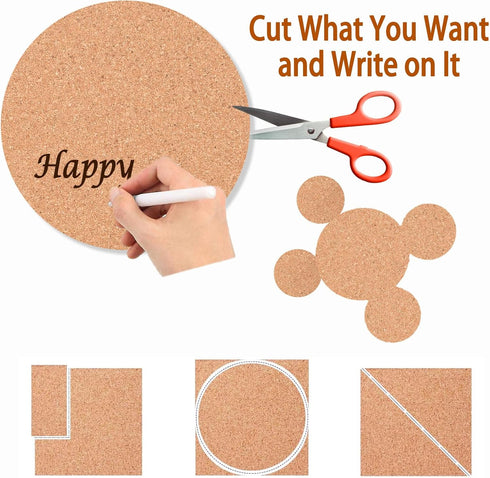 54 Pcs Cork Coasters, 4 Inches with Adhesive, Bulk Cork Sheets Mats for Drinks, Plants, DIY Crafts, Office (4"x 4",