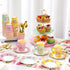 83 Set 3-Tier 12 Layhit Pcs Floral Tea Party for Girls Disposable Vintage Tableware with Cake Stand, Serves Paper Cups