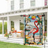 Welcome Summer Garden Flag Spring Summer Flamingo Garden Flag Stained Glass Style Vertical Double Sided Rustic Farmland Burlap Yard Lawn Outdoor Decor 12.5x18"