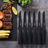 Steak Knives Set of 6, High-Carbon Stainless Steel Serrated Knives, Elegant Black, Dishwasher Safe