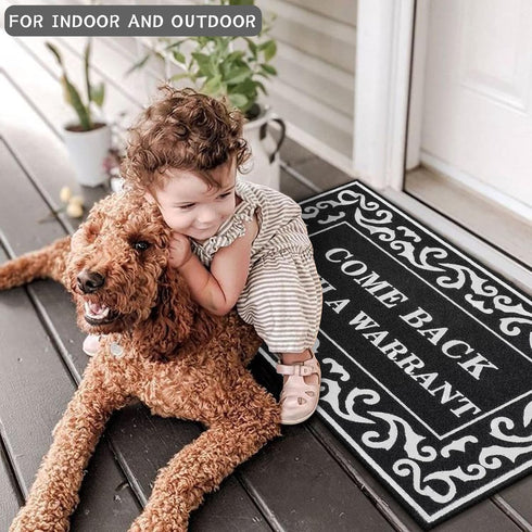 Welcome Mat, Outdoor Indoor Non-Slip Rubber Backing, Funny Come Back with A Warrant Door Mat
