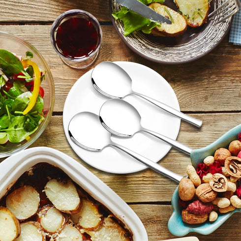 Quickquick 8 Pieces Large Stainless Steel Buffet Serving Spoon for Easy Serving