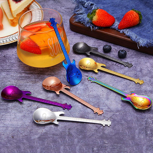 DEAYOU 14 Pieces Guitar Coffee Spoons, 18/10 Stainless Steel Small Spoon, 4.7 Inch Creative Spoons