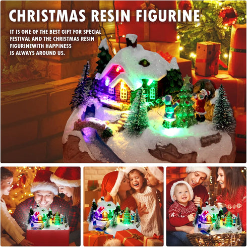 TOYESUNA 8 Christmas Collectible Buildings Decoration Musical Christmas Village Figurines Snow Globe with Spinning