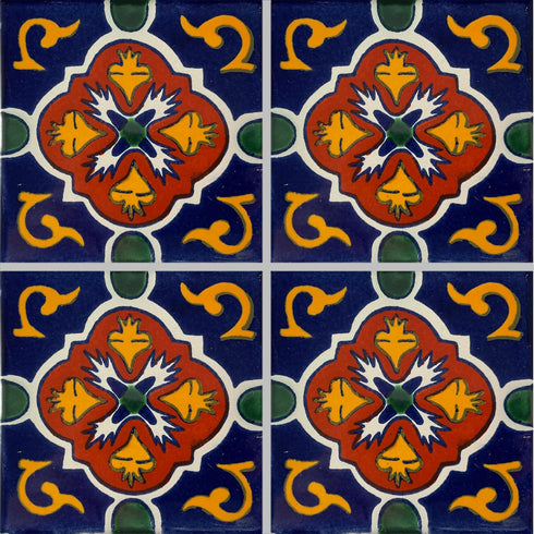 3x3 Blue Granada Talavera Mexican Tile, 16 pcs