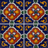 3x3 Blue Granada Talavera Mexican Tile, 16 pcs