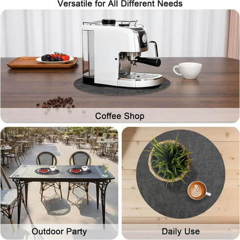 Set 6 Set 6) Myir JUN Round Placemats Dual Sided, Faux Leather Place Mats of Indoor Placemat for Dining Table Outdoor