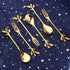 12pcs Stainless Steel Gold Leaf Coffee Spoon and Cake Forks, Kitchen Accessory for Wedding Party, Dessert, Salad,