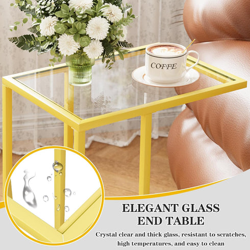Easy Paws C Table Side End Table, Small C Shaped Table for Sofa,Glass Couch Sofa Tray Snack Table for Living Room