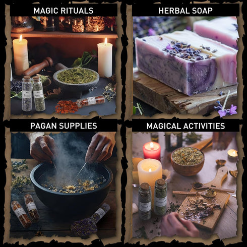 HOOMUU 45 Witchcraft Supplies Herbs - Bottles Dried Herbs Kit for Beginners - Altar Supplies Healing Herbal Natural