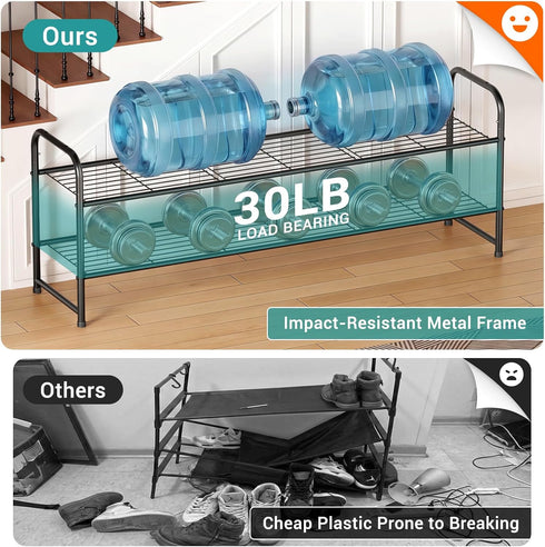 2 Closet 18-Pairs AOODA Long Tier Shoe Rack for Metal Wide Stackable Shoe Storage Organizer for Entryway, Bedroom